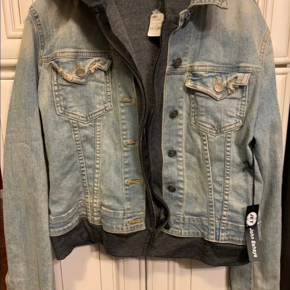 jet john eshaya denim double jacket hoodie M/L